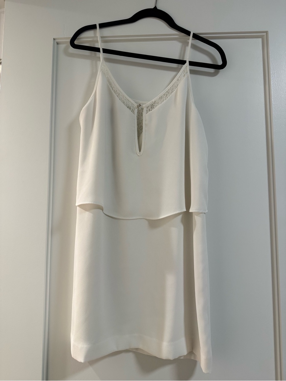 Mango white Layered Slip Mini Dress with Lace Trim